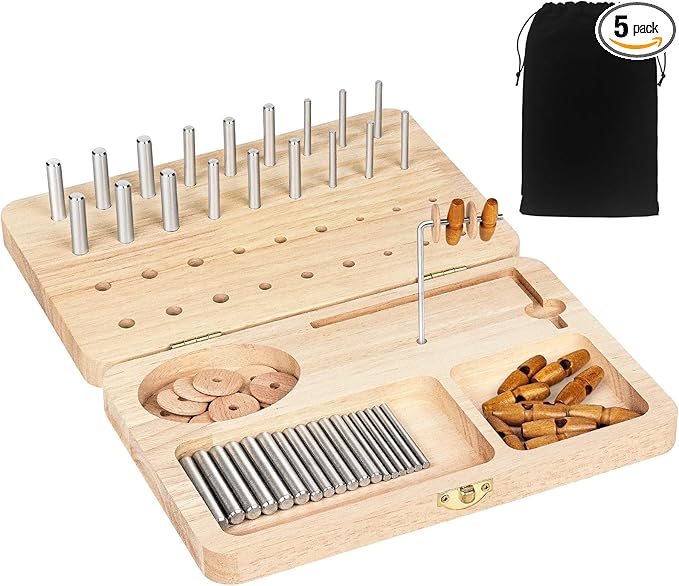 Wooden Pegboard for Finger Dexterity, 36-Hole Hand Therapy Peg Board with Multifunctional Test Kit to Improve Fine Motor Skills and Finger Dexterity