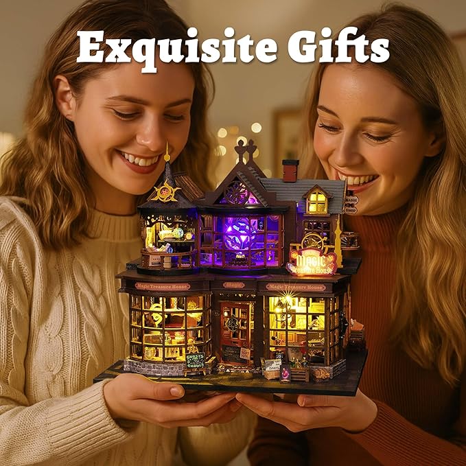 Flever Dollhouse Miniature DIY House Kit Creative Room with Furniture for Romantic Artwork Gift (Magic Treasure House)