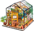 ROBOTIME DIY Miniature House Kit Mini Green House Tiny Dollhouse Wooden Furniture Kit with LED Halloween/Christmas/Birthday Gifts for Adults (Cathy's Greenhouse)