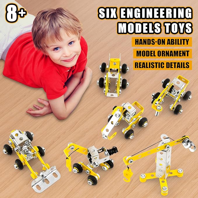 Erector Sets for Kids Ages 8-12,6 Nano Engineering Toys for Kids 5-7,Metal Building Construction Model kit,DIY STEM Building Blocks Gift for Boys & Girls(273pcs)