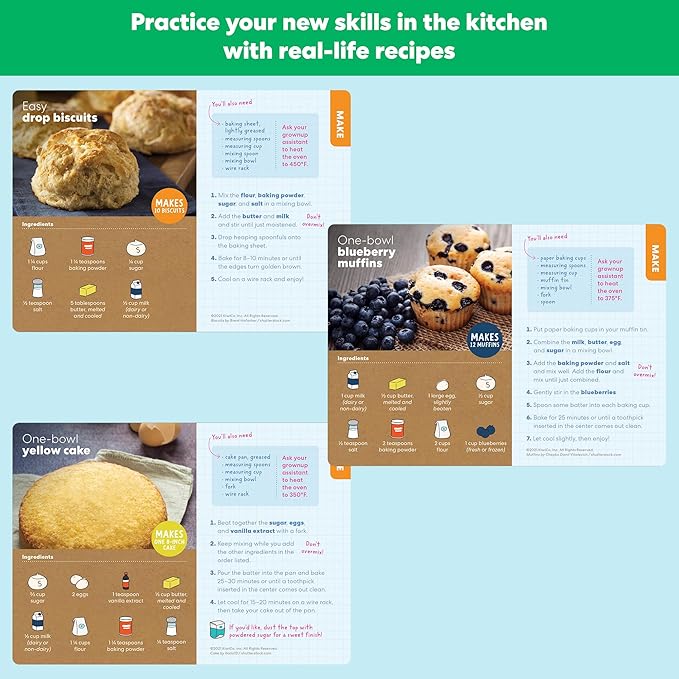 KiwiCo Bake-a-Cake Stand Mixer | Play Kitchen | Kids Baking Set Ages 3+ | Learn Early Math with Wooden Kitchen Play Set | Includes Ingredients, Stand Mixer, Measuring Spoons, Recipe Cards and More