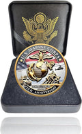 USMC 250th Anniversary Commemorative – Navy 250th Anniversary Coin, Double-Sided Marine Corps Challenge Coin with Metal Gift Box – Collectible Gift for Veterans, Marines, Patriots – 1.57"