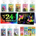 24 Pack Scratch Art Party Favors for Kids - Rainbow Scratch Paper Notebook with Scratch Off Cards Easter Basket Stuffers Birthday Goodie Bags Stuffers with - Return Gifts DIY Classroom Prizes