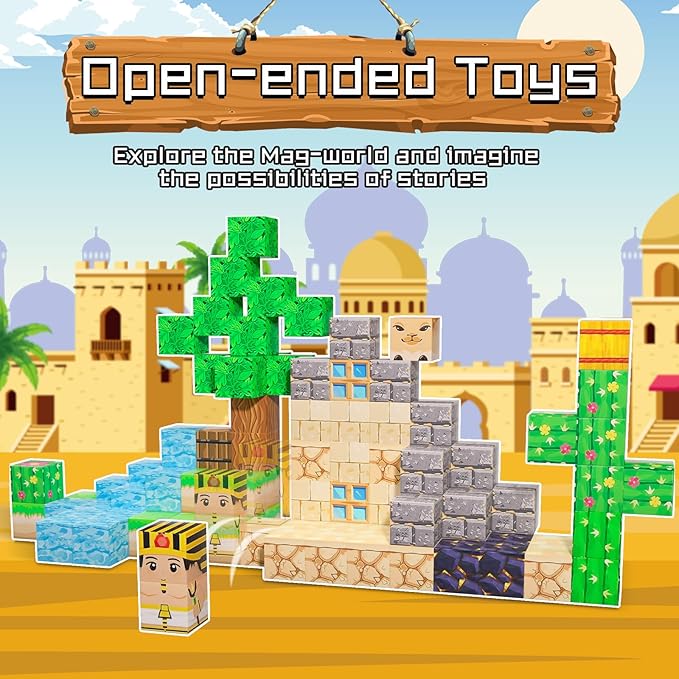 Magnetic Blocks - 100PCS Magnetic Set, STEM Montessori Sensory Toys for 3+ Year Old Boys & Girls, Creative Construction Toys Gift for Toddlers Kids