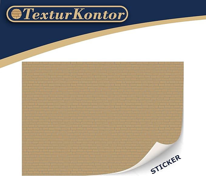 3 Sheets Self-Adhesive Brick Wall Cladding for Dollhouses Scale 1:12 (Ochre)