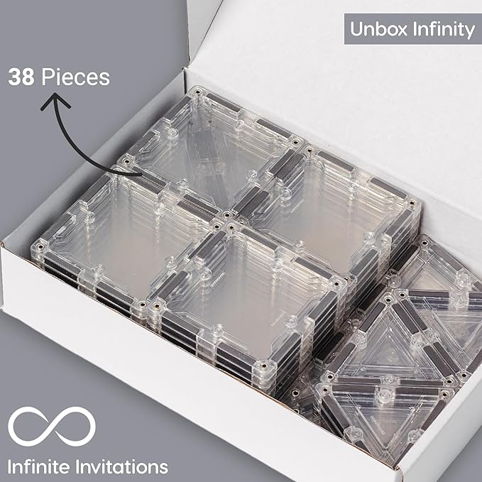 Magnetic Building Tiles, 38 Piece Transparent Clear Crystal Set for Boys Girls Kids, Educational Creative Learning Activity Building Block Toddler Toys, STEM, Children Ages 3 Years +
