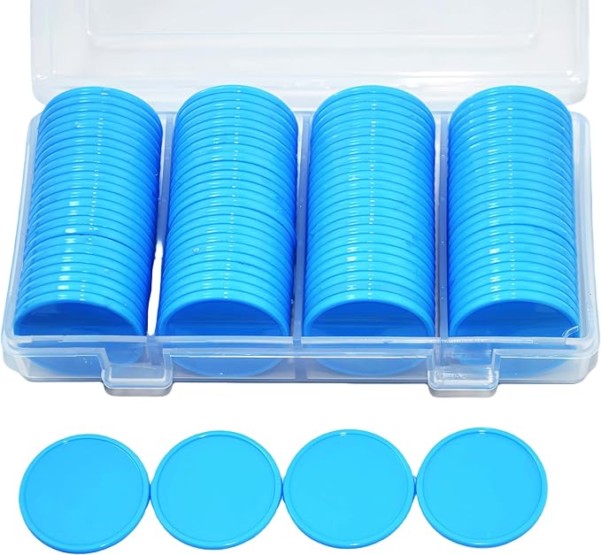 Smartdealspro Set of 100 1 Inch Opaque Plastic Learning Counters Mini Poker Chips Game Tokens with Storage Box (Sky Blue)