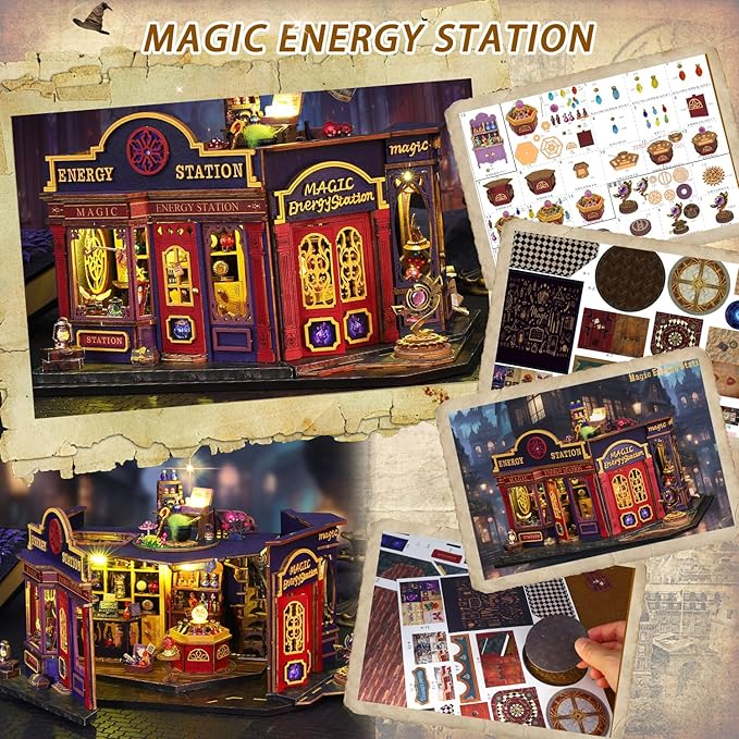 Mostop DIY Miniature House Kit - Magic Tiny House Kit with Open-able Door - Mini House Building Kit for Adults Teen - Wooden Dollhouse Miniature Kit - Creative Craft Book Nook Birthday Gift
