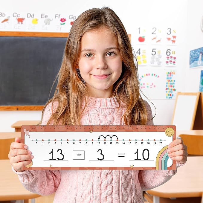 26 Pack Boho Groovy Number Line Dry Erase Boards Cards, 14"x4" Double-Sided, Math Manipulatives for Kids, Student, Kindergarten Elementary Special Education 1st Grade Classroom Must Haves