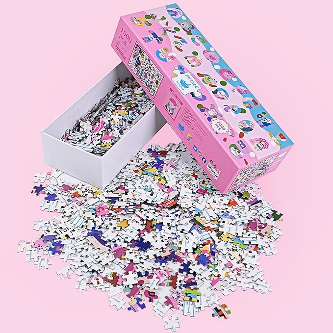 MOMIBOOK Puzzles for Adults 1000 Piece Jigsaw Puzzles of Cat Meow Language Dopamine, Painting Image Difficult Challenging Hard Impossible Puzzle, Funny Toys & Games Christmas Birthday Gifts