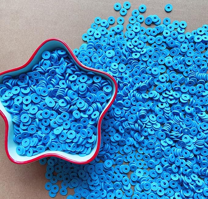 3000Pcs Clay Beads Flat Round Polymer Bead Vinyl Heishi Beads Flat Round Polymer Bead Flat Clay for Jewelry Making Necklace Bracelet (13-Blue)