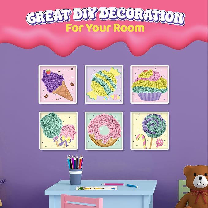 jackinthebox Poke Poke Art for Kids - Candyland Theme, Mess-Free Fabric Art and Craft, Flower Pressing Kits, Gift for Kids, Girl Gifts, DIY Activity Boy Gift, Toys for Girls and Boys Ages 4 5 6 7 8