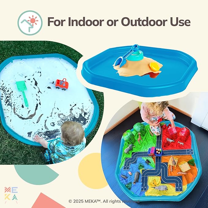 MEKA Tuff Tray for Sensory Play, Sensory Tray for Kids, Toddler Water Table, Tuff Spot Sensory Bin for Toddlers (Blue, Large (38" x 38"))