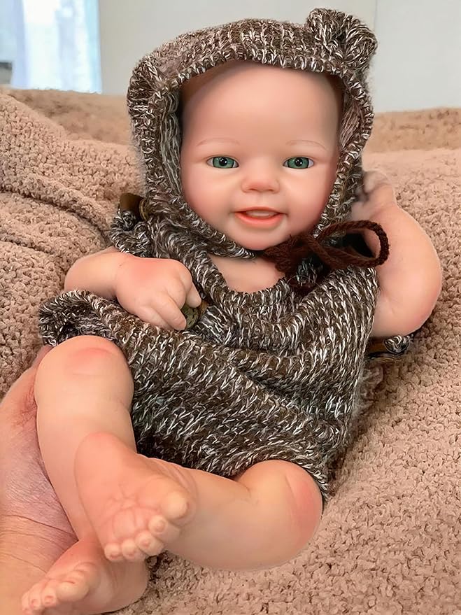 Full Body Silicone Baby Dolls -16 Inch Realistic Handmade Newborn Boy Dolls Anatomically Correct Real Baby Doll Weights