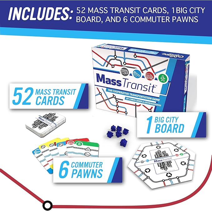 Calliope Games Mass Transit - Cooperative Family Game - Fast-Paced Fun for Kids & Adults - 1-6 Players - from The Makers of Tsuro and Roll for It!