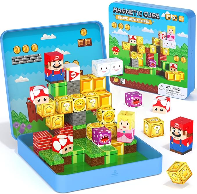Mini Magnetic Blocks - 49 PCS Travel Magnet Building Blocks for Toddlers - STEM Educational Magnetic Building Toys with Portable Iron Box for Kids Ages 3-8 Boys & Girls