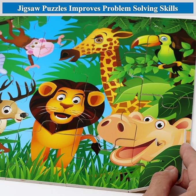 Think2Master Alphabet Whiteboard & Animal Puzzle (PreK, Kindergarten, 1st) for Families, Home School & Classrooms. Learn to Read & Write Size 14.5” x 10.5" (Animal Edition)