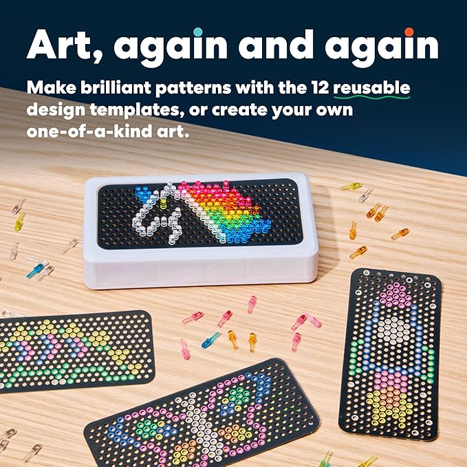 KiwiCo Pixel Art Kit for Kids 5-8 Years Old | DIY Arts & Crafts Lightbox with Reusable Templates, Illuminated Designs & 20+ Pixel Art Creations | Travel-Friendly Gift for Boys & Girls