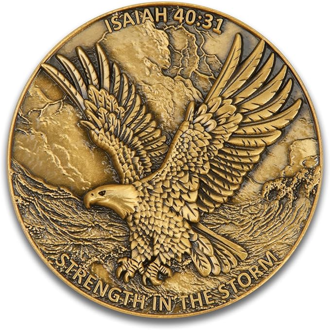 Inspirational Eagle Coin - Motivational Inspirational Gift for Spiritual Encouragement, Christian Gift, Strength in The Storm Token, First Responder Keepsake