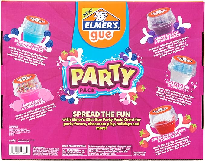 Elmer’s Gue Premade Slime Slime Kit Includes Fun Unique Add-Ins Party Pack 20 Count