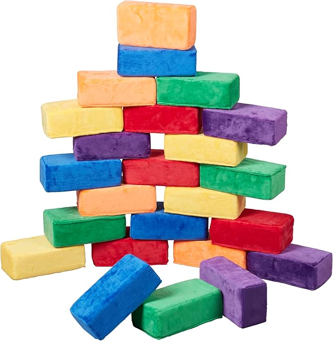 ECR4Kids SoftZone Stack-A-Brick, Foam Blocks, Assorted, 24-Piece