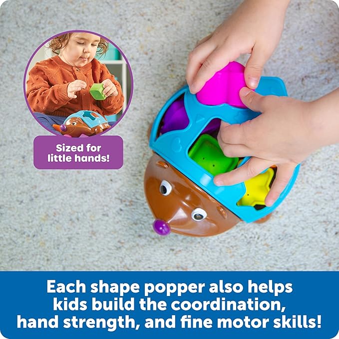 Learning Resources Spike The Fine Motor Hedgehog Poppin' Shapes Sorter, Educational Baby & Toddler Toys, Fine Motor, Montessori Must Haves