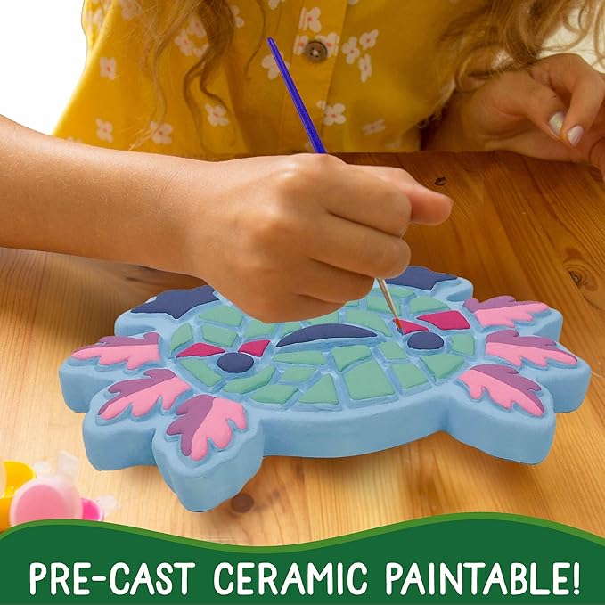 Creative Roots Axolotl Stepping Stone Kit, 7-Inch Paintable Ceramic Stepping Stone, Includes 6 Acrylic Paints, Kids Crafts, Ages 8+