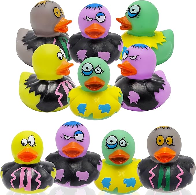 The Dreidel Company Halloween Zombie Rubber Duck Toy Duckies for Kids, Bath, Birthday Baby Showers Summer Beach and Pool Activity, 2" (6-Pack)