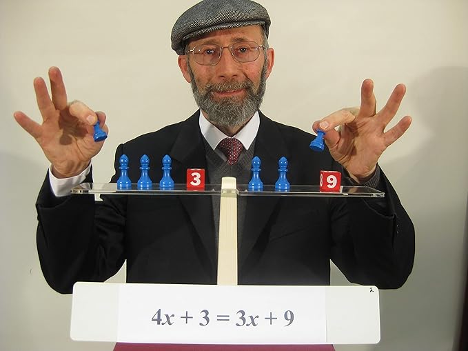 Hands-On Equations® Class Set for Teacher and 20 Students. Includes The Teacher Demonstration Balance Scale & Game Pieces and 20 Sets of Student manipulatives. Grade 3 and up.