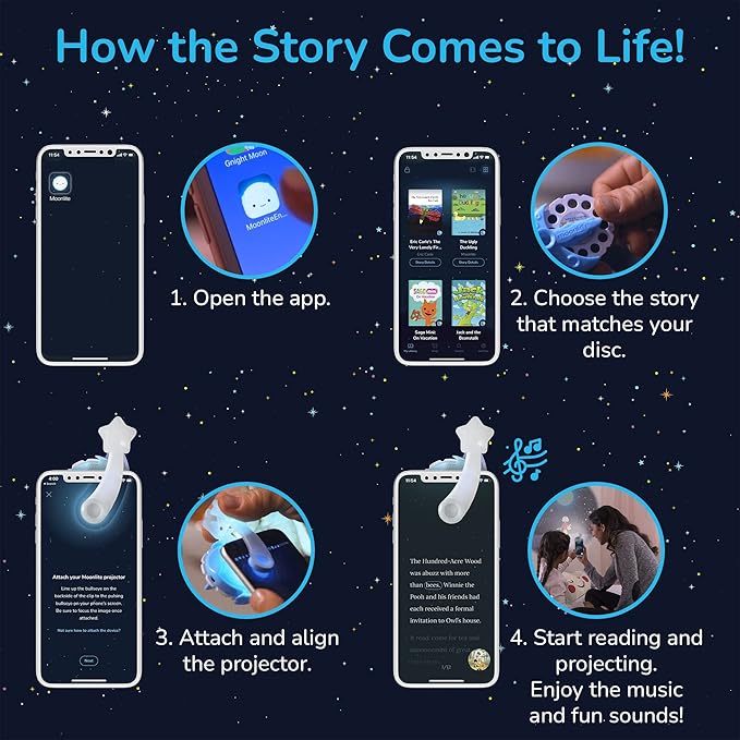 Moonlite Storytime Mini Projector with 4 Eric Carle Stories, A Magical Way to Read Together, Digital Storybooks, Fun Sound Effects, Early Sensory Learning, Gifts for Kids Ages 1 and Up