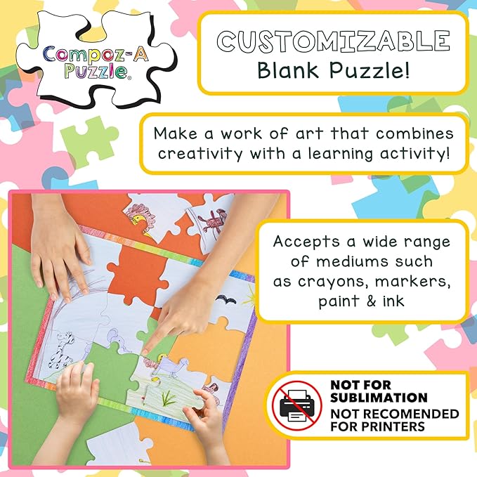 Hygloss 12 Blank Heart Puzzles – 8.5 x 9.5 Inches with Surrounding Frame – Ideal for Valentine’s Day Crafts – Write, Draw, and Decorate – 34 Pieces Each