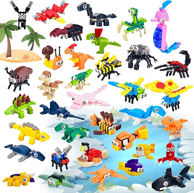 36 Packs Small Animal Mini Building Blocks Set Party Favors for Kids 4-8, Goodie Bags Stuffers for Kid, Prize Box Toys for Kids Classroom