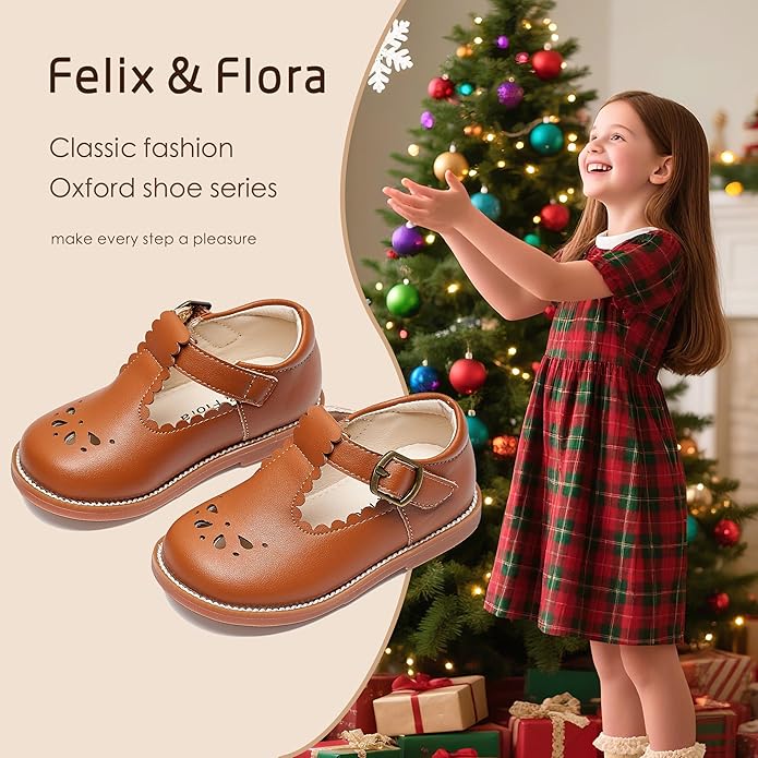 Felix & Flora Toddler Little Girl Mary Jane Dress Shoes - Ballet Flats for Girl Party School Shoes