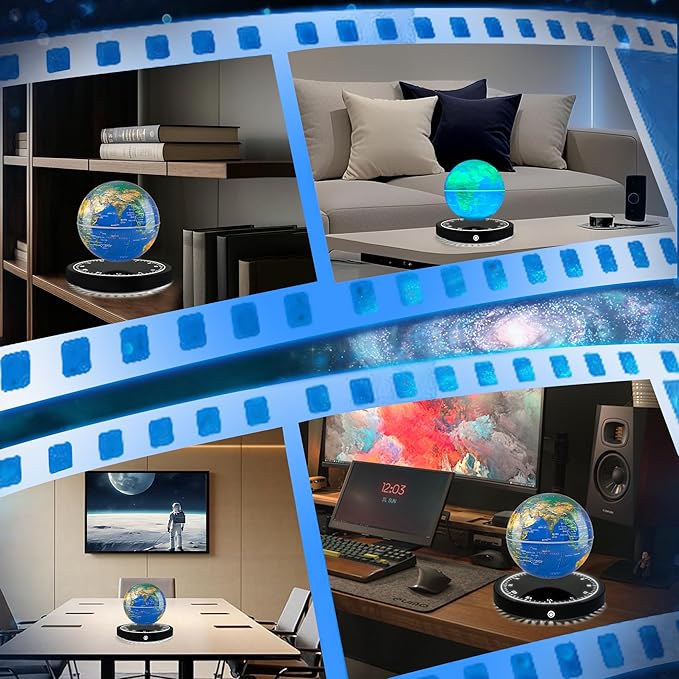 Flagest Magnetic Levitating Floating Globe with LED Lights, 16 Colors Rotating Globe Lamp with Clock Base for Home Office Desk Decor, Cool Tech Gadgets for Men Husband Boys and Girls