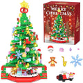 Flyart Christmas Tree Building Blocks, Toy Building Sets with LED Light, Christmas Tree Building Bricks with Christmas Train, Stocking, Snowflake, Xmas Gifts for Kids Adults Teens