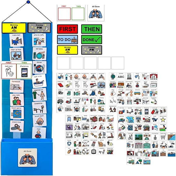 Visual Schedule for Kids – 133 Durable Plastic Picture Cards with Soft Loop Coins | Daily Routine & Chore Reward Chart for Home, School, Autism, ADHD & Special Needs Behavior Support