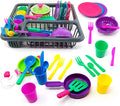 Big Mo’s Toys Pretend Play Dishes Playset – Little Chef Kitchen Set, Kids Cooking Serving Dishes - Play Cups, Pans, Cutlery, Ladle, Tableware, Pots and Dish Drainer, Set of 28