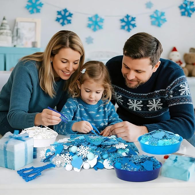 259 Pcs Winter Sensory Bin Items Winter Snowflake Counting Sorting Sensory Bin Filler Fine Motor Felt Acrylic Snowflake Gloves and Hats Counts for Xmas Counting Decor
