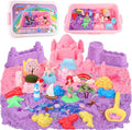 Lokuc Unicorn Sensory Bin for Girl, Unicorn and Mermaid Sensory Sand Kit Toy, 60Pcs Sandbox with 2.2 lbs Magic Sand Sensory Bins, Christmas Birthday Gift for Toddler Kid Age 3 4 5 6 7 8