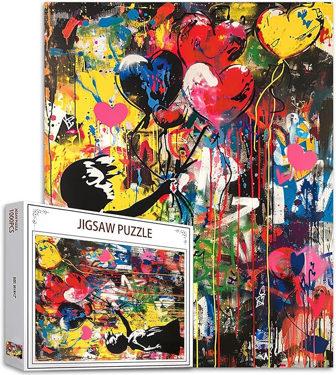 Tucocoo Banksy Balloon Girl Jigsaw Puzzles for Adults 1000 Pieces, Graffiti Street Art Jigsaw Puzzle 20 x 27 Inch Colorful DIY Puzzles for Home Decoration Gifts, Family Puzzle Perfect for Game Nights