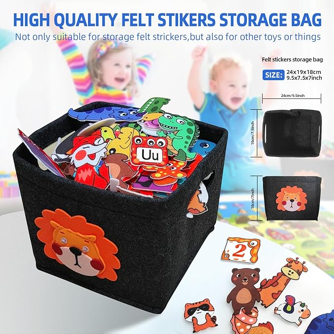 204Pcs Animals Felt Busy Board Story Set with Storage Bag Preschool Large Wall Storyboard Forest Themed Early Learning Interactive Play Kit Wall Hanging Gift for Toddlers Kids 40 X 28 Inch
