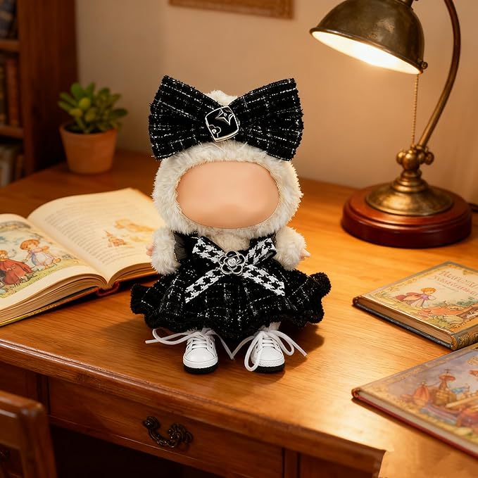 Clothes for LABUBU 17cm Doll (NO Doll)（NO Shoes, Outfit for LABUBU, Dress and Hairpin Set for LABUBU Dress Up, Fashion and Premium Dolls Accessories for LABUBU (Style M)