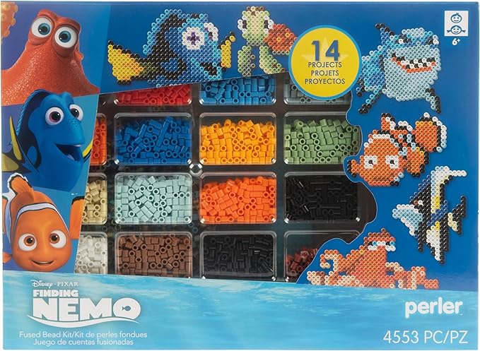 Perler Disney Pixar's Finding Nemo Fused Bead Activity Kit with 14 Unique Patterns, Finished Project Sizes Vary, Multicolor 4553 Pieces