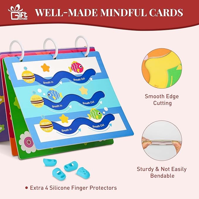 Mindful Maze Boards, Calming Toys for Kids, Finger Path Breathing Boards, Calming Corner Items Kids Social Emotional Learning, Mindfulness Sensory Cardboard Birthday Toys Box for Kid 3+