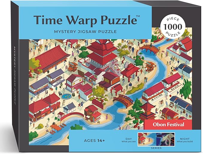 Time Warp Puzzle Mystery Jigsaw Puzzle 1000 Pieces for Adults Day Night Series - A Challenging, Difficult, Picture Changing Puzzle to Solve 26.625 x 19.25 in (Obon Festival)