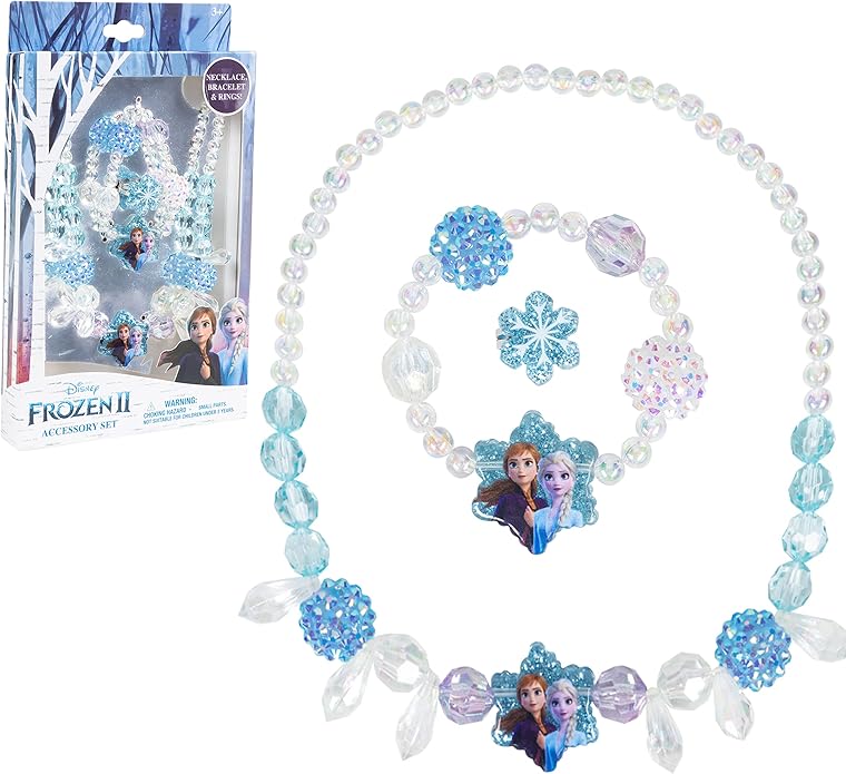 LUV HER Girls Jewelry Set - Dress Up Toy Jewelry Box Set with Bead Necklaces, Bracelets, and Rings - Frozen Play Accessories - Ages 3+