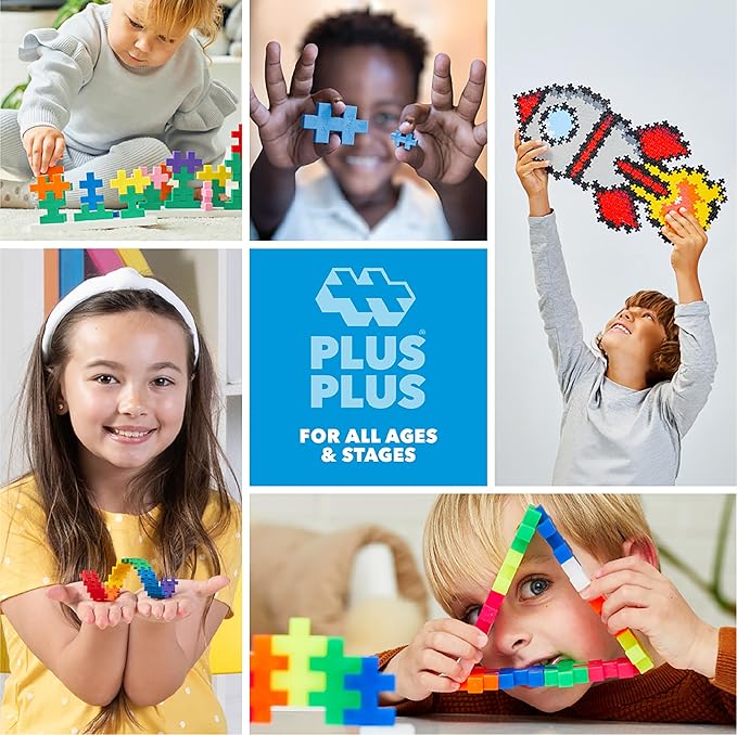 PLUS PLUS 240 Piece Interlocking Building Blocks for Kids, Open Ended Connecting Toys, STEM Bin Classroom Mini Manipulatives - Pastel Mix Play Tube