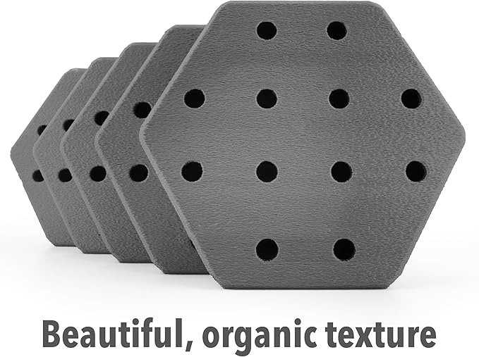 Hexagon Pegboard Tiles, 4.5"x4" each, 5-Pack, Normal-Sized Holes, Make Custom Designs, Easiest to Mount, Expand Existing Pegboard or Fill In Unused Space, Hexboard (Space Gray, 4-inch)