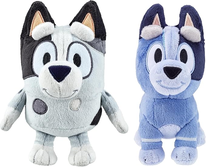 Bluey Muffin & Socks Matching Stuffed Animals Plush Set – 7" & 7.5" Soft Cuddly Plush Doll with Deluxe Fabrics, Perfect for Playtime, Storytime