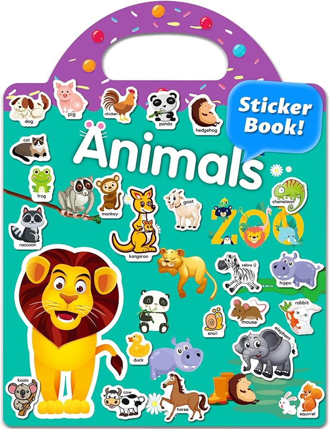 Reusable Sticker Book for Toddlers 2-4 Years, Stickers for Kids, Toddler Craft Activities, Toddler Travel Toys Ages 2+ Boy Girl Birthday Gifts